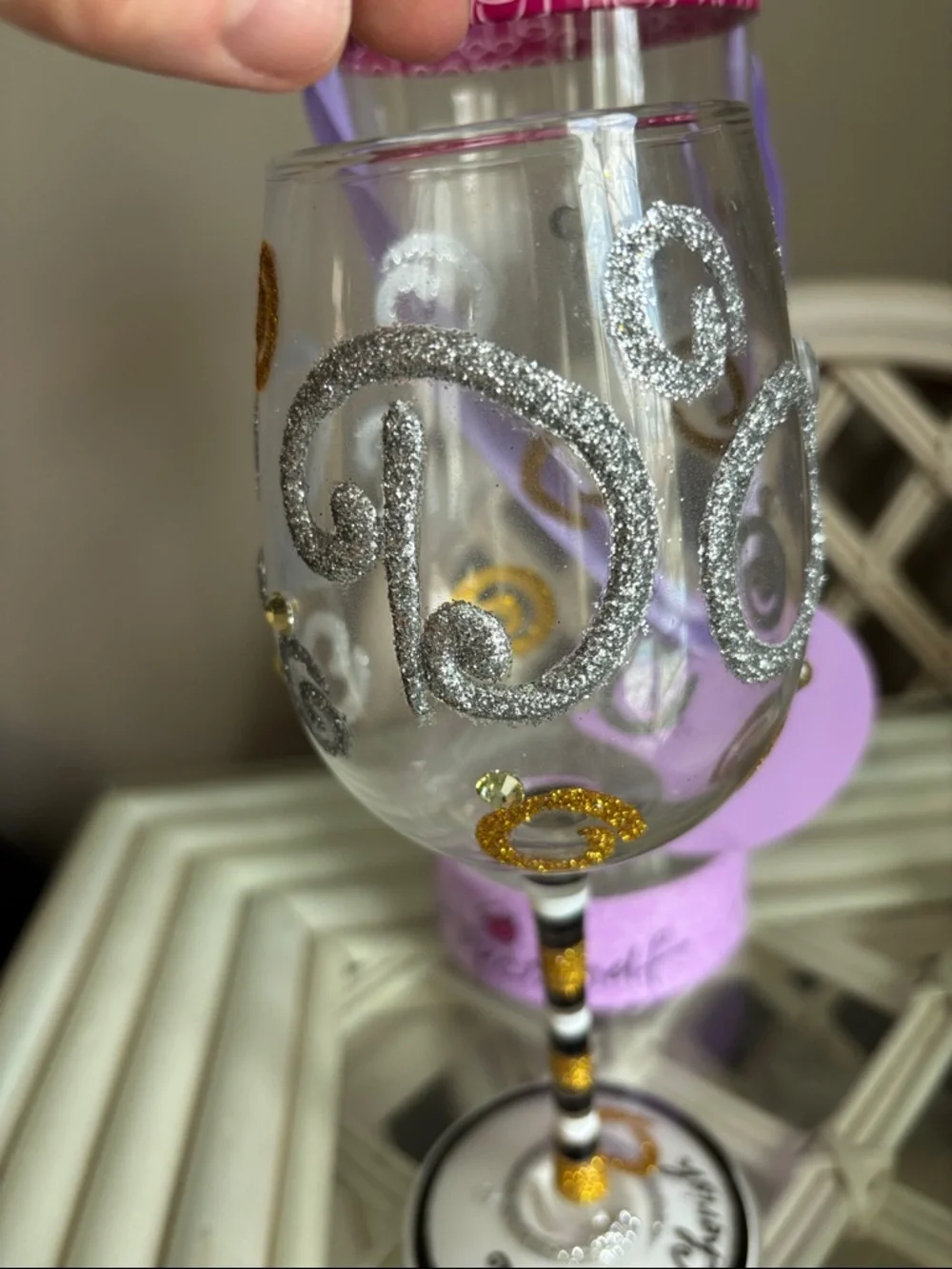 Top Shelf “I Do” Hand-Painted Wine Glass NIP - Picture 8 of 15